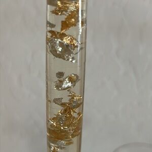 Vintage Lucite Candle, large flakes of Gold and Silver in Acrylic/Lucite